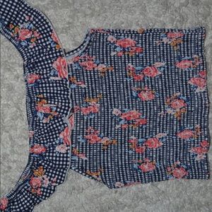 Blue Floral Off-The-Shoulder Top